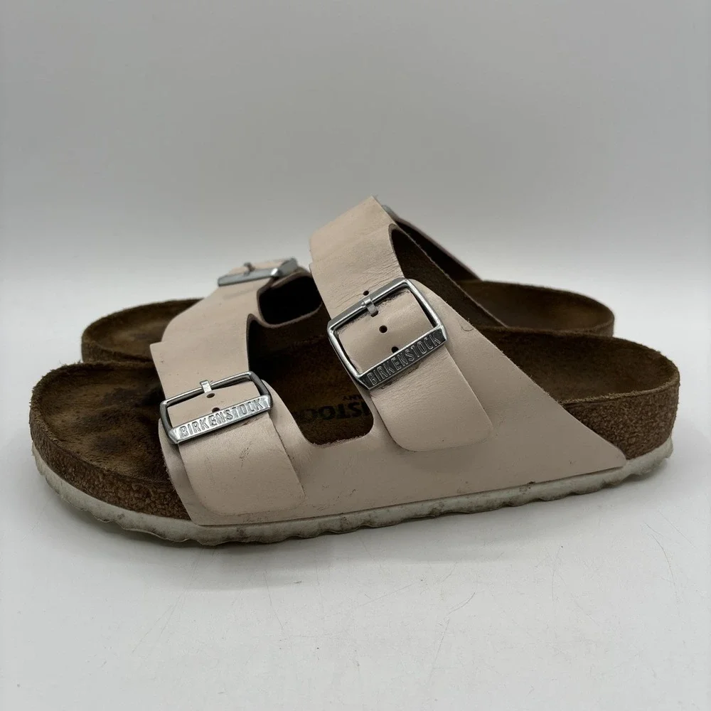 Birkenstock Arizona Birko Flor‎ Beige Nude Patent Sandals Women's Size 37 US 6